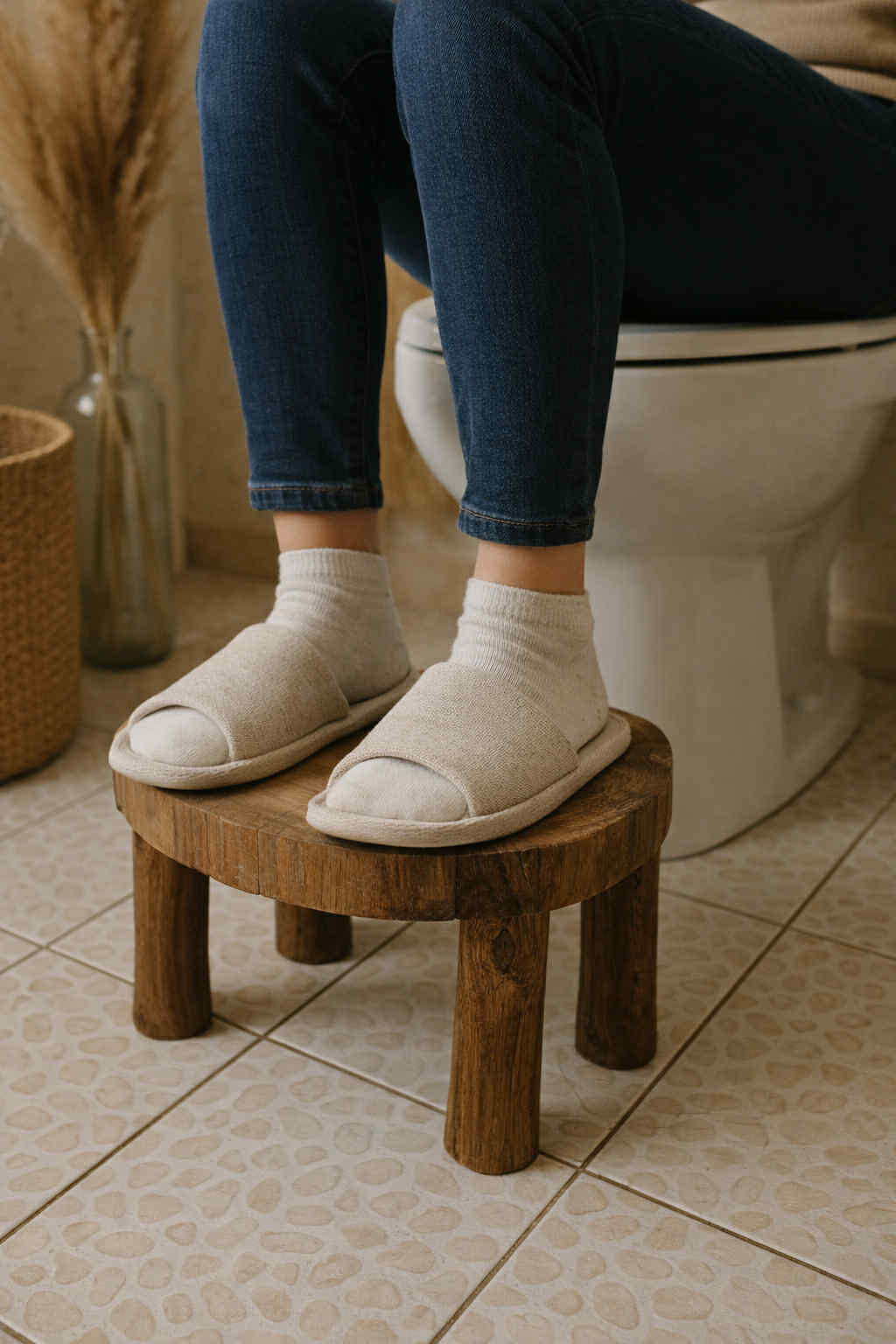 Stołek toaletowy do utrzymania prawidłowej pozycji podczas wypróżniania